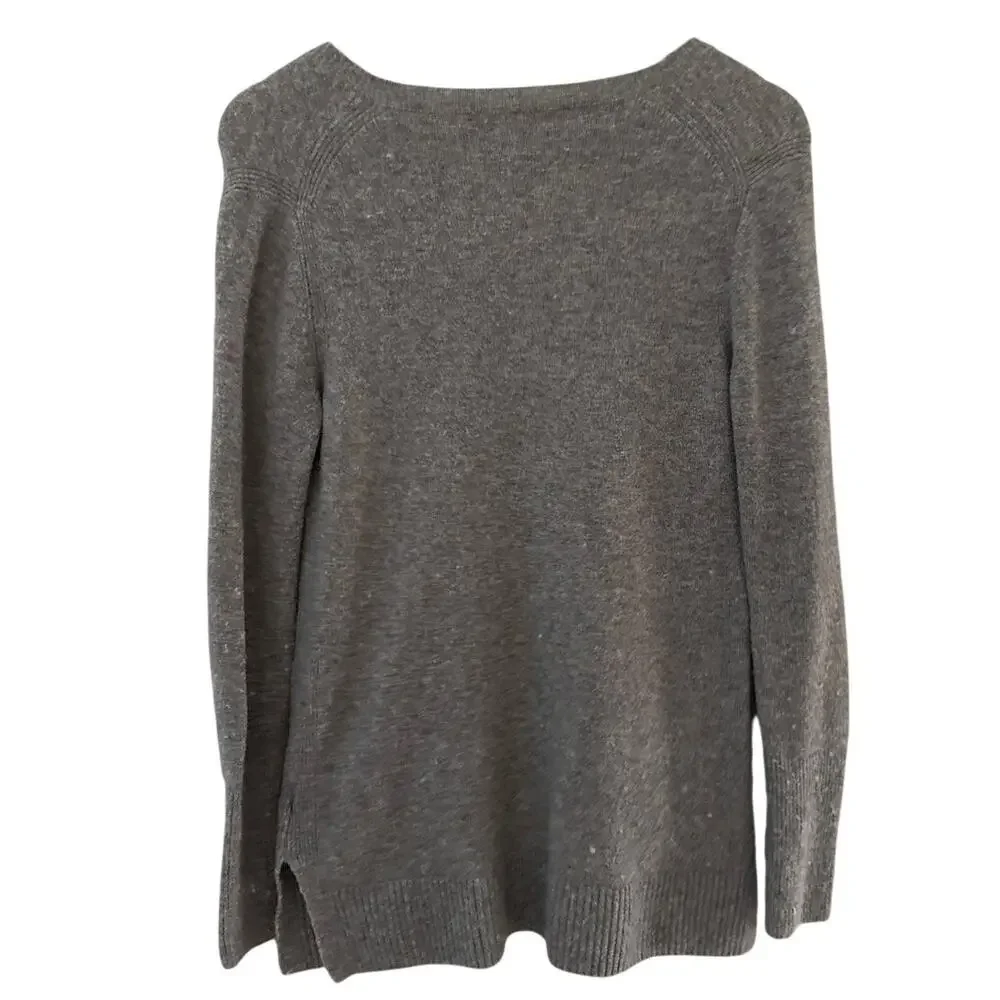 J. Crew Supersoft Yarn V Neck Front Pocket‎ Tunic Sweater Gray Size XS